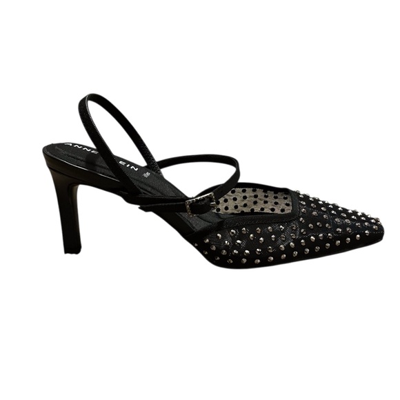 Anne Klein Rosedale Iflex Elegant Black Studded Rhinestone Heels Size: 6 1/2 - Picture 5 of 8